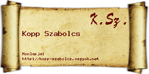 Kopp Szabolcs névjegykártya